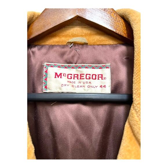 Vintage 70s Mcgregor Camel Tan Corduroy Ribbed Collar Button Jacket 44 Jacket - Picture 8 of 9